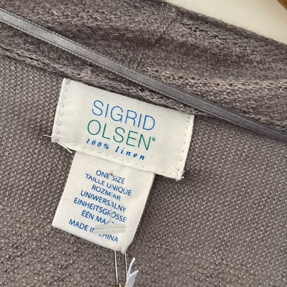 Sigrid Olsen Woman's Gray 100% Linen Open-Front Wear Two Ways Wrap One-Size - Picture 5 of 10